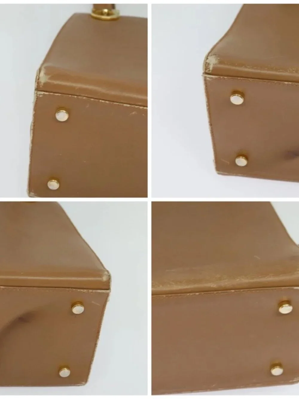 Salvatore Ferragamo Gancini Shoulder Bag Leather Beige Gold Auth EC442